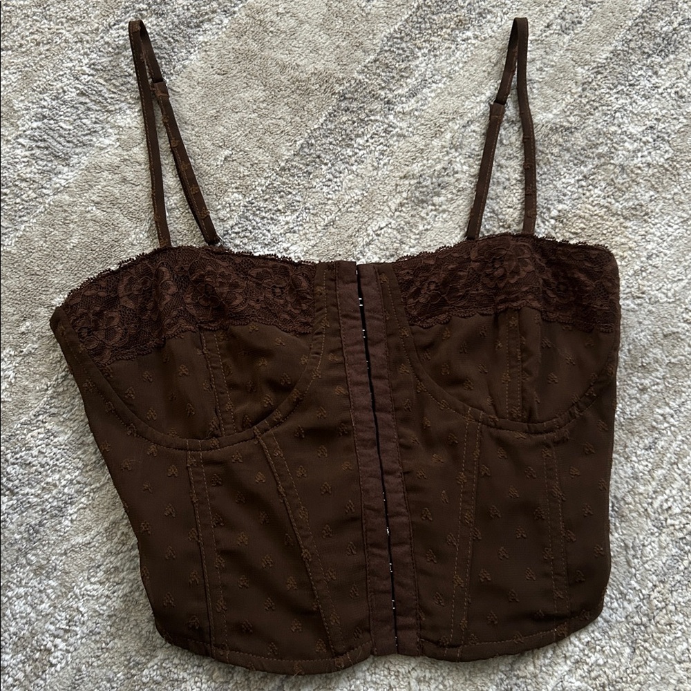pacsun la hearts brown corset top